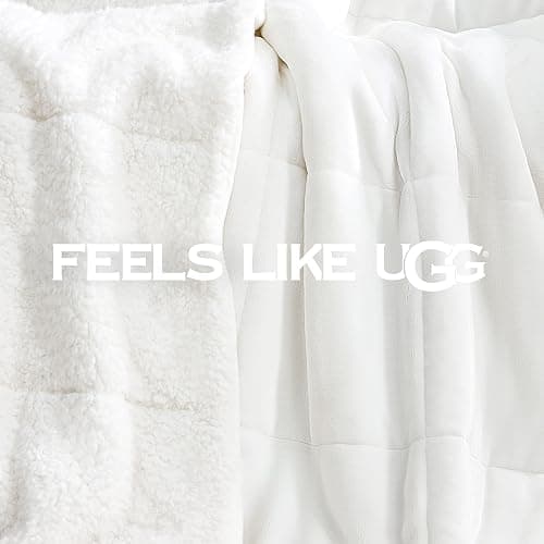 UGG Nita Throw Blanket Soft Reversible Plush Throw for Couch or Bed Washable Warm Fluffy Blanket for College Dorm Essentials and Bedding with Down Alternative Fill, 50-inch x 70-inch, White Snow thumbnail 4