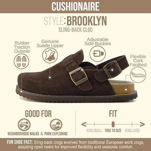 CUSHIONAIRE Brooklyn Genuine Suede Slingback Clogs for Women with Buckle thumbnail 4