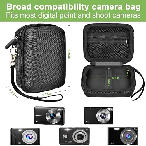 Digital Camera Case Compatible with VAHOIALD FHD 1080P/ for CAMKORY Digital Point and Shoot/for KODAK PIXPRO FZ45-BK 16MP Vlogging/for IWEUKJLO/for Nsoela, Holder for SD Card More- Black (Box Only) thumbnail 3