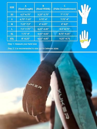 XUKER Water Gloves, 3mm & 5mm Neoprene Five Finger Warm Wetsuit Winter Gloves for Scuba Diving Snorkeling Surfing thumbnail 2