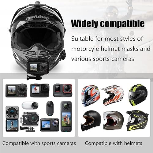 Helmet Chin Mount for Action Cameras, Universal GoPro Chin Mount with Straps, Compatible with GoPro Hero, Insta360, DJI Osmo Action, Motorcycle Full Face Helmets thumbnail 3