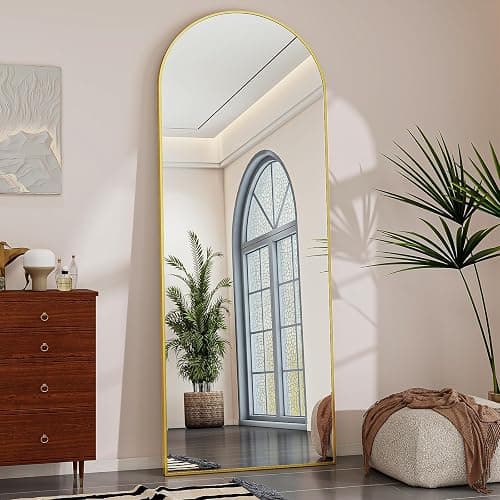 Riskioir 65" x 24" Arch Full Length Mirror - Floor Full Body Mirror with Aluminum Frame - Standing, Leaning or Hanging, for Bedroom, Living Room, Gold thumbnail 7