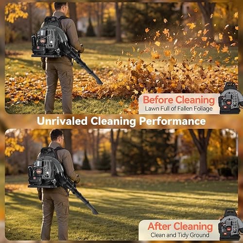 72CC Gas Backpack Leaf Blower with 235 MPH 760 CFM for Yard Debris, Gray | 2-Stroke, Adjustable Speed, Low Noise & Ergonomic Harness, Cruise Control, Commercial Lawn Care, Yard Debris & Debris Removal thumbnail 5