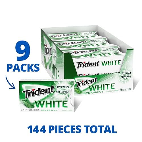 Trident White Spearmint Sugar-Free Chewing Gum, 9 Pack of 16 Pieces (144 Total Pieces) thumbnail 3