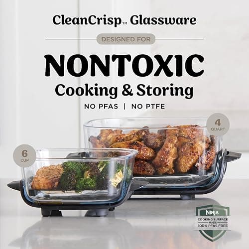 Ninja Crispi 4-in-1 Glass Air Fryer | 450°F | Non-Toxic | 4QT & 6-Cup Glass Containers w/Lids | Microwave, Freezer, Dishwasher Safe | Max Crisp, Air Fry, Bake, Recrisp | Stone | FN101ST thumbnail 5