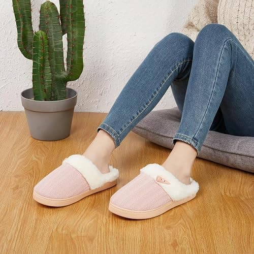 NineCiFun Women's Slip on Fuzzy Slippers Memory Foam House Slippers Outdoor Indoor Warm Plush Bedroom Shoes Scuff with Faux Fur Lining thumbnail 2