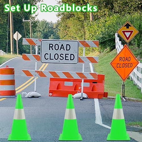 15 inch Traffic Safety Cones with Reflective Collars,[4 Pack]Green Construction Cones| Parking Cones|Road Cones for Parking lot, Driveway, Sport and Driving Training. thumbnail 3