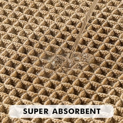 MIULEE Set of 2 Waffle Bathroom Rugs, Boho Bath Rugs Non Slip Washable, Super Absorbent Bath Mats, Ultra Soft Rubber Backed Shower Mats for Bathroom Floor, Tub and Shower, Brown, 18x30 Inch thumbnail 3