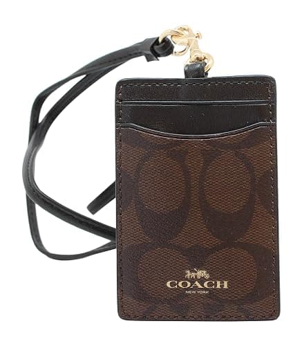 Coach Signature PVC Lanyard ID Badge Card Holder (Brown/Black) - Image 1