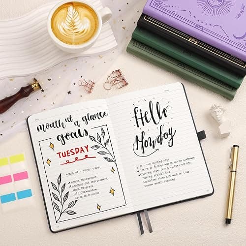 LOAPEM Lined Journal for Women Men, 192 Pages A5 Notebook Journal, Hardcover Notebook with 100Gsm Thick Pages, Leather Note Book for Writing, Travel, Business, Office, Prayer 5.7 x 8.3,Black thumbnail 2