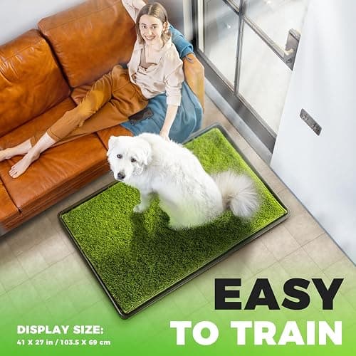 Hompet Dog Grass Pad with Tray Large, 41"x27", 2 Reusable Artificial Turf for Dogs Potty, Waterproof Non-Slip Washable Pee Pads, Quickly Absorbency Portable Dog Litter Box for Indoor/Outdoor Use thumbnail 6