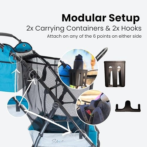 Strolee Large Wheeled Collapsible Beach Cart for Soft Sand, Shopping, Camping & Garden- Lightweight Aluminum Frame- Removable Storage Bag with Carrying Straps, X-L Capacity & Cooler Rack (Blue) thumbnail 4