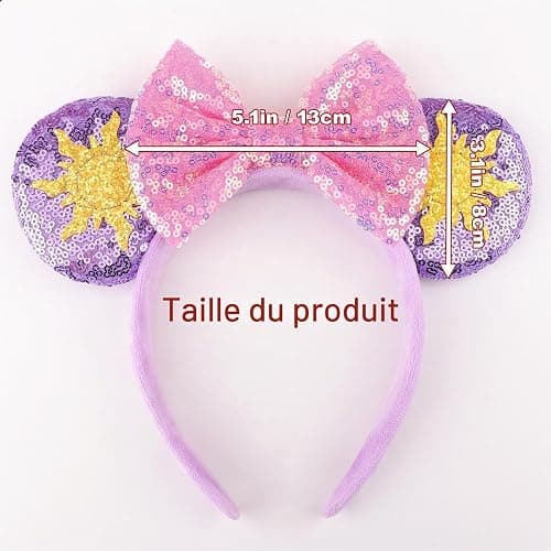 DRESHOW Oreilles de Souris Arc Bandeaux Paillettes Décoration de Fête Cosplay Costume pour Filles et Femmes thumbnail 2