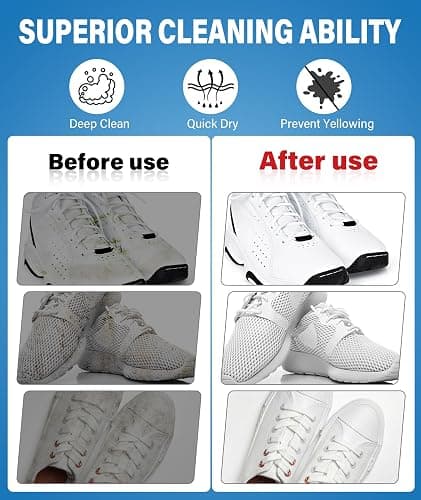 Shoe Cleaner Kit – 200ml White Sneaker & Trainer Cleaner with Brush & Microfibre Cloth – For Leather, Canvas, Knit, Boots, Rubber & Running Shoes thumbnail 3