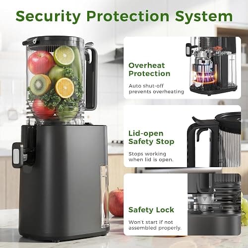 Cold Press Juicer, 5.5inch Wide Feed Chute Juicer Machine, Slow Masticating Juicer for Whole Vegetables & Fruits, Gray thumbnail 8