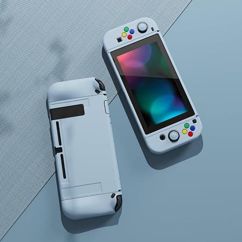 playvital ZealProtect Soft Protective Case for Nintendo Switch, Flexible Joycon Cover Slim Cover for Nintendo Switch with Screen Protector & Thumb Grips & Direction Button Caps - Sky Blue thumbnail 4