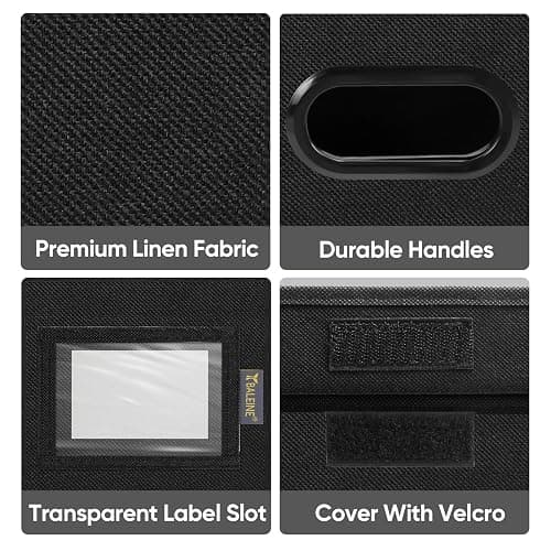 BALEINE File Organizer Box with Lid, Collapsible File Folder Organizer with Plastic Slide, Hanging File Folder Box for Office Document Storage (1 Pack, Black) thumbnail 8