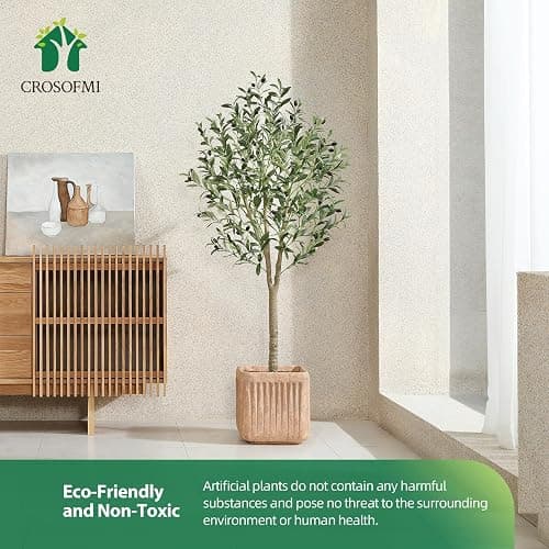CROSOFMI Olivier Artificiel 150cm en Pot Fausse Plante Verte Décoration pour Intérieur Extérieur Maison Chambre Salon Balcon Cour Jardin thumbnail 4
