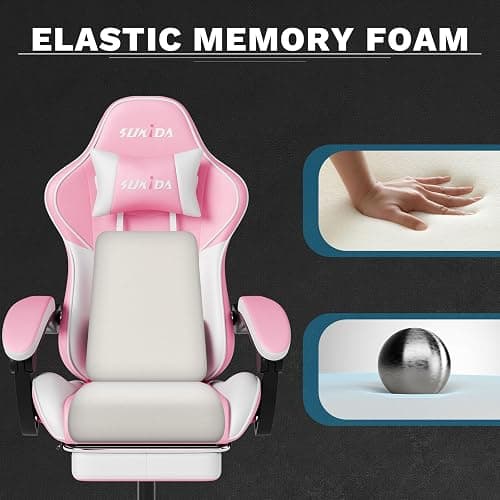 Ergonomic Video Gamer Chairs Gaming Computer Chairs Gamer Chairs for Adults Massage Lumbar Support Swivel Height Adjustable Headrest Backrest thumbnail 7