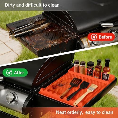 WZGUSXN Heat Resistant Silicone Grill Mat for Blackstone - 2Pack 16x11.5'' Non-Slip BBQ Tool Mat, Outdoor Cooking Camping & Tailgating, for Men Grilling（Orange） thumbnail 3