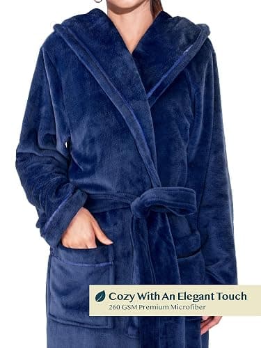 PAVILIA Robes For Women, Fleece Soft Fluffy Bathrobe, Plush Cozy Long Spa Robe thumbnail 9