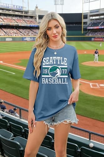 Baseball Shirt Women Oversized Game Day Fan T-Shirt Baseball Season Short Sleeve Tops thumbnail 3