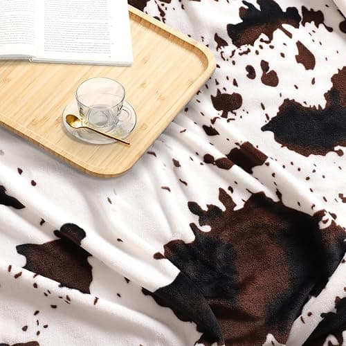 Edenleaf Flannel Cow Print Blanket 60"x80", Ultra Cozy Cow Throw Blanket for Couch Bed and Travel, Cow Decor Throw Blankets for Bed, All Seasons Twin Size Blanket 60"x80" thumbnail 7