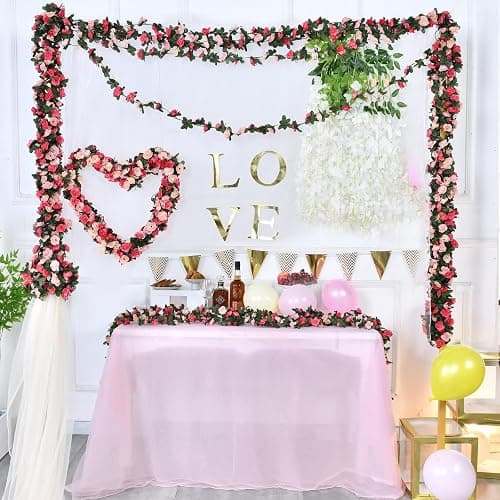 MARTINE MALL Flower Garland Rose Vines, 2 Strands 16.5Ft Flower Vines for Bedroom, Rose Floral Garland Decorations for Room Table Birthday Wedding Party Garden Wall Decor thumbnail 8
