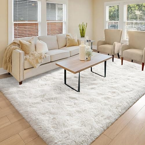 BENRON White Fluffy Rugs for Living Room 4x6, Soft Cream Area Rug for Kids Children Girls Bedroom Nursery, Washable Indoor Floor Carpets thumbnail 6