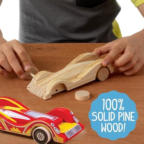 Made By Me Build & Paint Your Own Wooden Toys, DIY Wood Craft Kit, Easy to Assemble, 3 Cars thumbnail 4