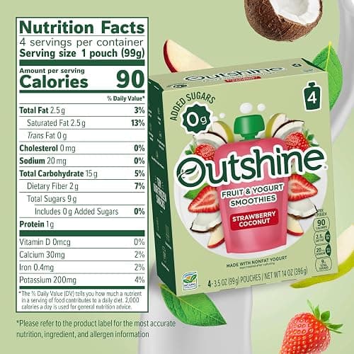 Outshine Smoothie Fruit & Yogurt Smoothie Pouches - Strawberry Coconut (24 Pack) thumbnail 6