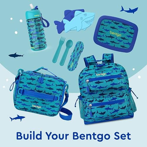 Bentgo Kids Lunch Bag - Durable, Double-Insulated Lunch Bag for Kids 3+; Holds Lunch Box, Water Bottle, & Snacks; Easy-Clean Water-Resistant Fabric & Multiple Zippered Pockets (Shark) thumbnail 6