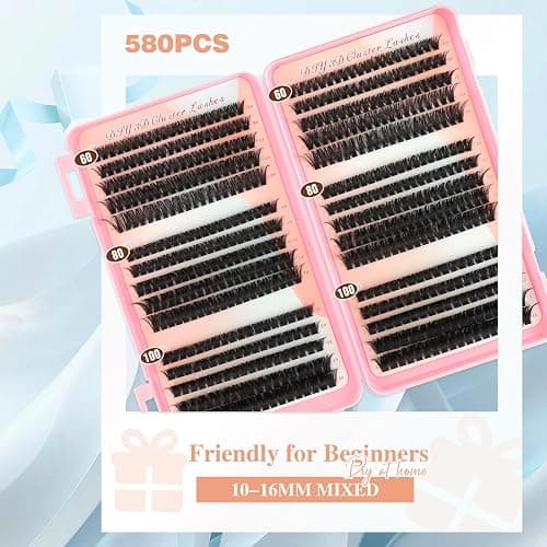 Sixstarhair Wimpern Extensions 580Pcs Cluster Lashes Volume 60D+80D+100D | 10-16mm Lash Extension, Natürlic & Wiederverwendbar, D Curl Lash Clusters, Wimpernverlängerungen zum Selbermachen zu Hause thumbnail 6