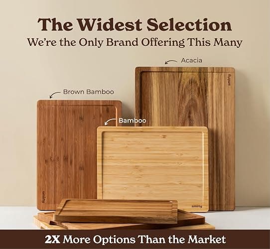 SMIRLY Bamboo Wooden Cutting Boards, Wood Cutting Board for Kitchen, Set of 3 with Deep Juice Grooves, Ideal for Chopping Meat Vegetables, Charcuterie Cheese Serving Tray, Kitchen Gadgets thumbnail 9