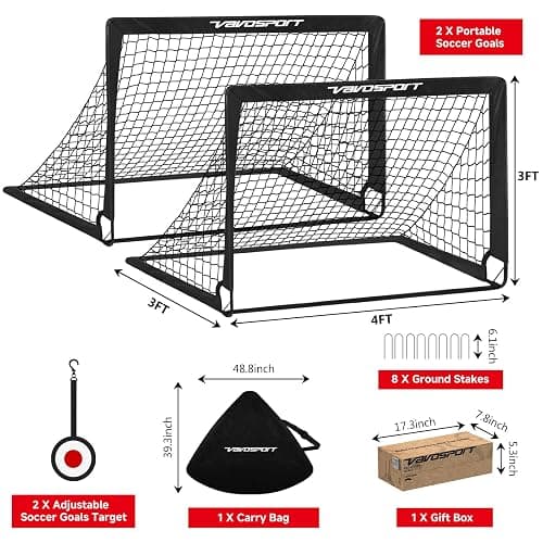 2 Pack 4x3 FT Kids Soccer Goals for Backyard, Portable Pop Up Soccer Goals | Kids Soccer Net with Targets, Carrying Bag & Ground Stakes, Soccer Training Equipment for Ages 3-12 Outdoor Games Gifts thumbnail 2