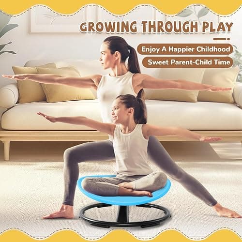 Zhenx Spinning Chair for Autistic Kids (3-18 Years), Sensory Swivel Chair for Teens with ADHD/Autism – 21×19 Inch 220LBS Weight Capacity Seat – Sit and Spin Calming Toy for Body Balance (Blue) thumbnail 7