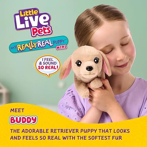 Little Live Pets My Really Real Puppy Mini Buddy The Retriever, Interactive Plush Toy with Basket, 20+ Sounds and Reactions, Puppy Toys for Kids - Buddy Puppy thumbnail 8