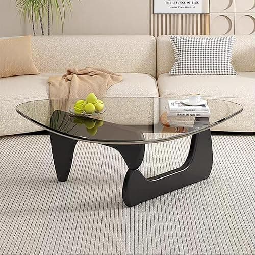 Mid Century Modern Glass Coffee Table, Black Coffee Table for Living Room, Elegant and Functional Coffee Tables,Suitable for Bedroom Living Room Reception Office Tables（Black/Transparent，Large） thumbnail 7
