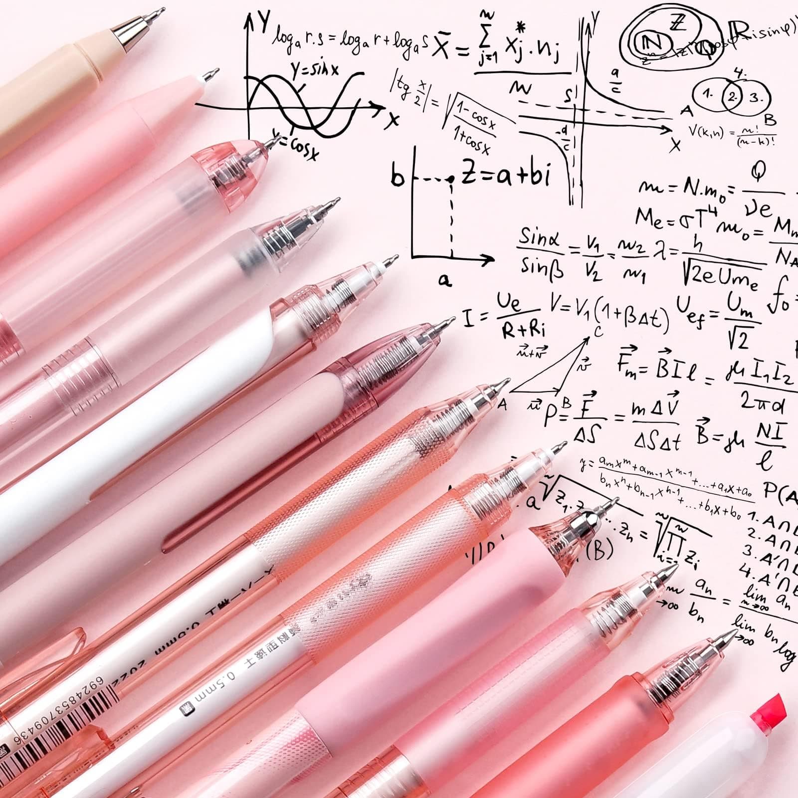 Four Candies 12Pack Pastel Gel Ink Pen Set, 11 Pack Black Ink Pens with 1Pack Highlighter for Writing, Retractable 0.5mm Fine Point Gel Pens, Cute Note Taking Pens for School Office (Pink) thumbnail 3