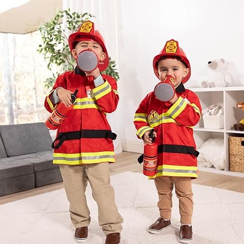Melissa & Doug Fire Chief Role Play Costume Dress-Up Set Pretend Fire Fighter Outfit With Realistic Accessories, Firefighter Costume For Kids And Toddlers Ages 3+ thumbnail 5