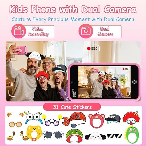 Kids Smart Phone Toys with 3.97" Touchscreen, Christmas Birthday Gifts for Kids Ages 3-12, Toddler Learning Cell Phone with Games & Dual Camera, Girls Phone Toys for Age 3 4 5 6 7 8 9 Years Old thumbnail 3