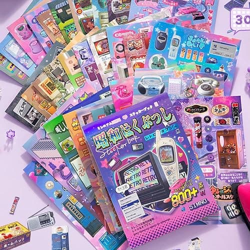 Japanese StickerBook: Showa Japanese (650+) & Y2K Retro (800+) | 2-in-1 Nostalgic Sticker Books for Journaling, Scrapbooking,Prayer Board Supplies-Vision Board Supplies thumbnail 6