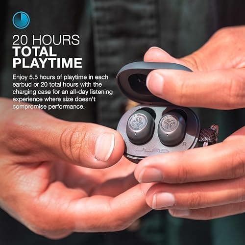 JLab Sage Audio Bundle: JBuds Lux ANC Wireless Premium Over-Ear Bluetooth Headset with Hybrid Active Noise Cancelling Plus JBuds Mini True Wireless Bluetooth Earbuds + Charging Case & Keychain thumbnail 8