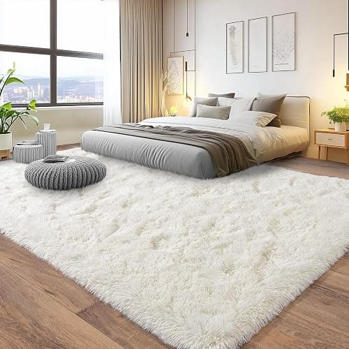 Pionblank 8x10 Rug for Living Room, Fuzzy Plush Large Area Rug, Fluffy Modern Shag Non Slip Soft Furry Carpet for Bedroom Kids Room Nursery Teens Dorm Home Decor, Cream White | Soft, Plush, Fuzzy, Fluffy, Non Slip, Modern, Furry, Carpet, Home Decor thumbnail 2