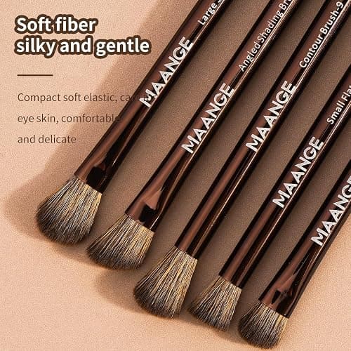 MAANGE 13 Pcs Makeup Brushes with Bag, Multi-functional Eye Makeup Brush Set Professional Blending Eyeshadow Concealer Eyebrows Eyeliner (Brown) thumbnail 4