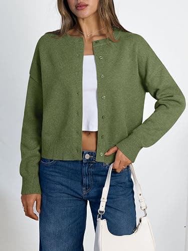 LILLUSORY Womens Cropped Cardigan Sweaters Lightweight Fall Crop Cotton Knit Y2k Outfits Fashion Button Up Clothes 2025 thumbnail 2