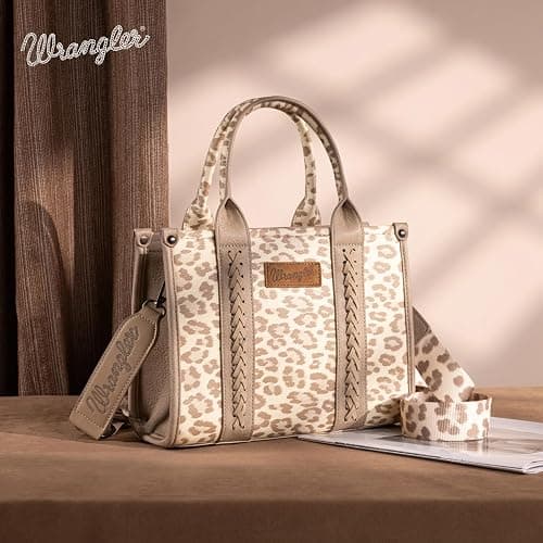 Wrangler Cow Print Tote Bag for Women Western Purse Boho Top Handle Satchel Handbag with Signature Strap thumbnail 3