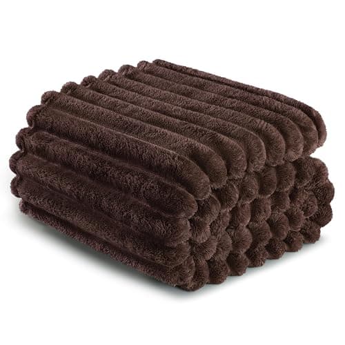 Exclusivo Mezcla Striped Fleece Throw Blanket for Couch, Sofa, Coffee | 50"x60" Soft Breathable Cozy Bed Blankets, Lightweight Plush Fluffy Fuzzy Jacquard Decorative Bedding thumbnail 8