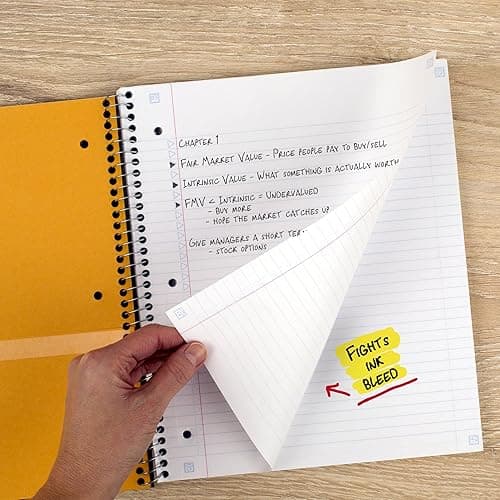 Five Star Spiral Notebook + Study App, 5 Subject, College Ruled Paper, 8-1/2" x 11", 200 Sheets, Fights Ink Bleed, Water Resistant Cover, White (72460) thumbnail 4