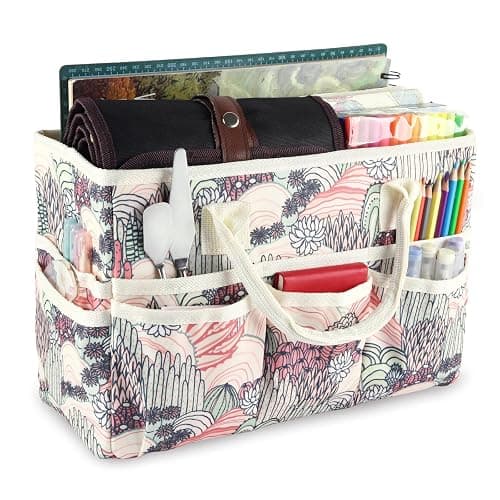 qianshan Craft Organizer Tote Bag with Multiple Pockets, Large Art Storage Caddy with Handles for Art, Craft, Sewing, Make-up,Scrapbooking, Medical, and Office Supplies Storage.Desert - Image 1